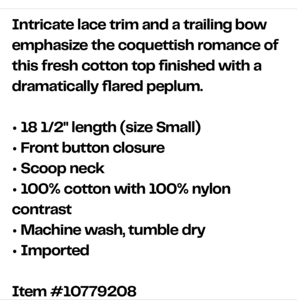 FREE PEOPLE NWT ALANA LACE TRIM PEPLUM TOP SZ SMALL - Picture 4 of 14